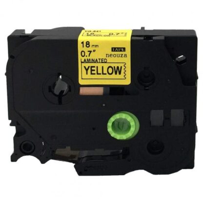 CASSETTA NASTRO TZ-641 TZe-641 LAMINATO COMPATIBILE BROTHER TESTO NERO SU GIALLO 18mmX8mt TZ641 LAMINATO ALTA QUALITA'