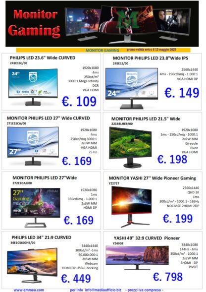 Monitor GAming maggio 2025