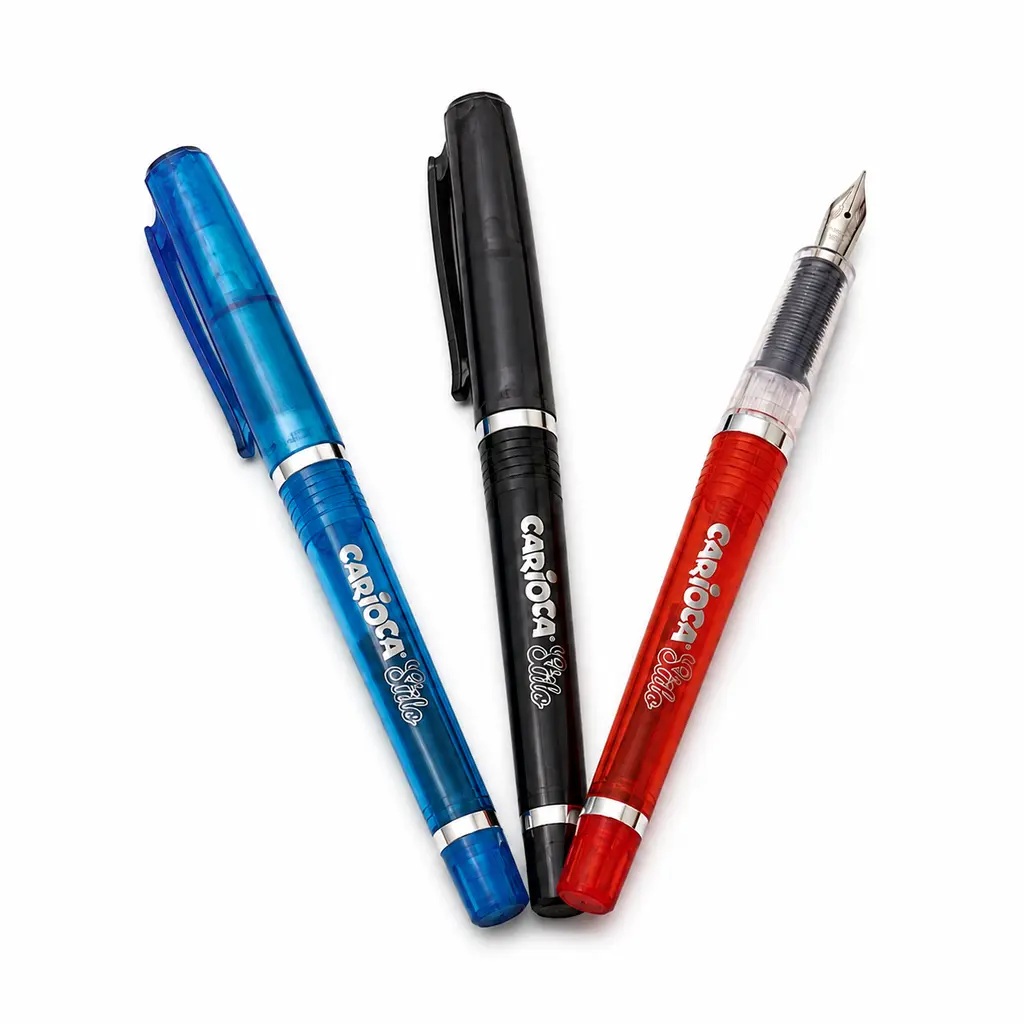 Penna stilografica Carioca Stilo blu nera e rossa