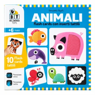 Animali Del Borgo Toys – 10 flash cards tattili per bambini dai 6 mesi.