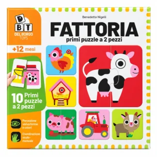 Puzzle Fattoria Del Borgo Toys – 10 puzzle educativi a 2 pezzi per bambini dai 12 mesi