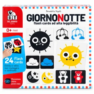Giornonotte flash cards ad alta leggibilità per neonati Del Borgo Toys