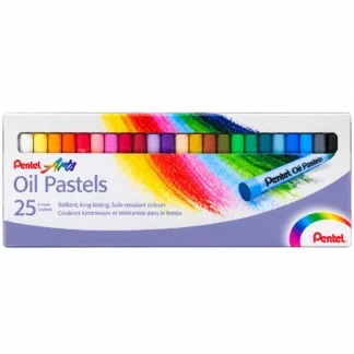 Confezione Pentel Arts Oil Pastels con 25 pastelli a olio in colori assortiti.